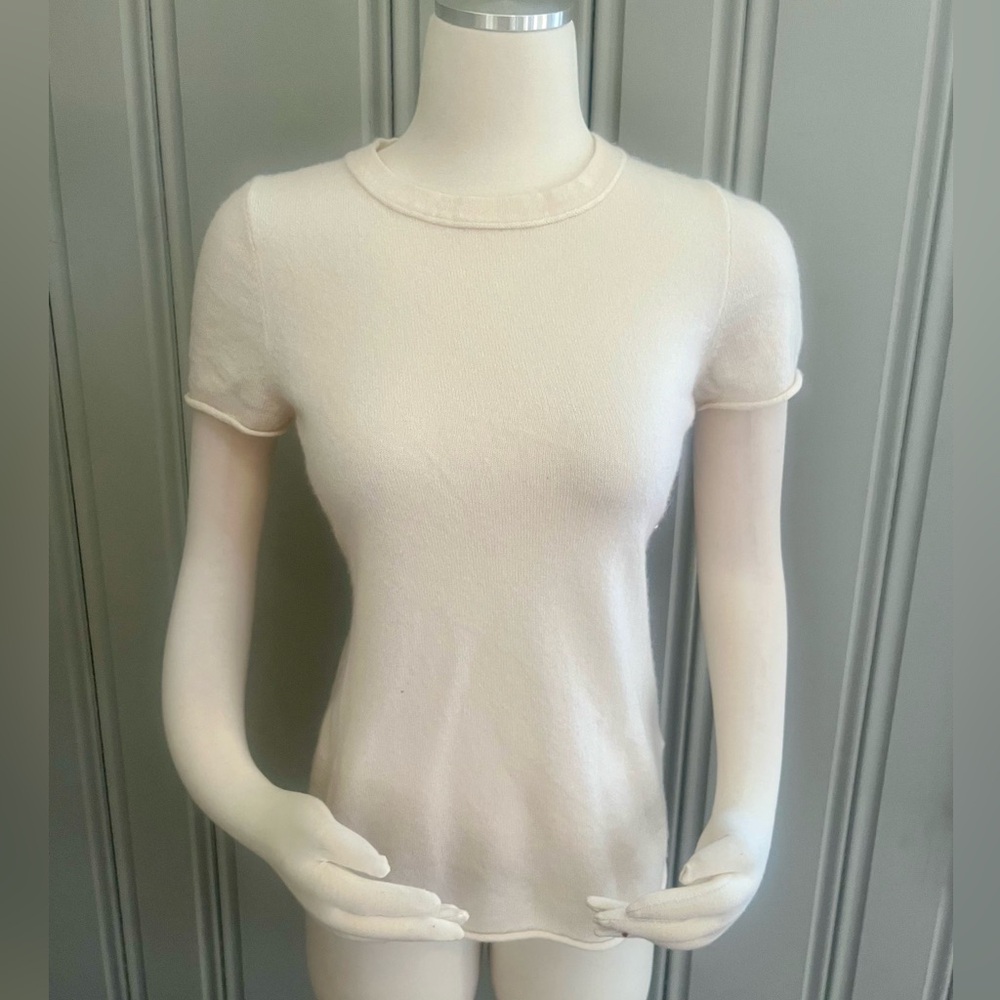 J. Crew Cream Short-Sleeve Crewneck Sweater